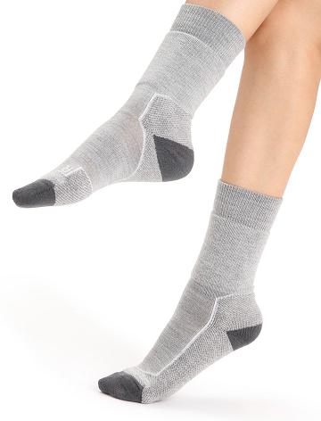 Chaussettes Icebreaker Merino Hike+ Medium Crew Femme Blanche Grise | FR 1433DFMN